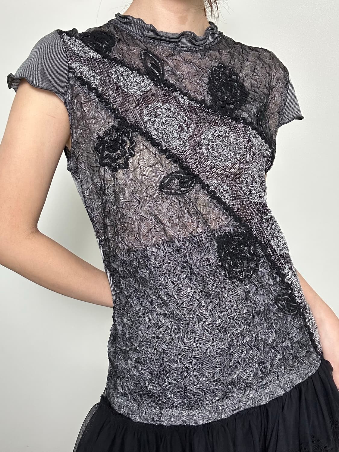 레이스 사선 티셔츠 상품이미지2