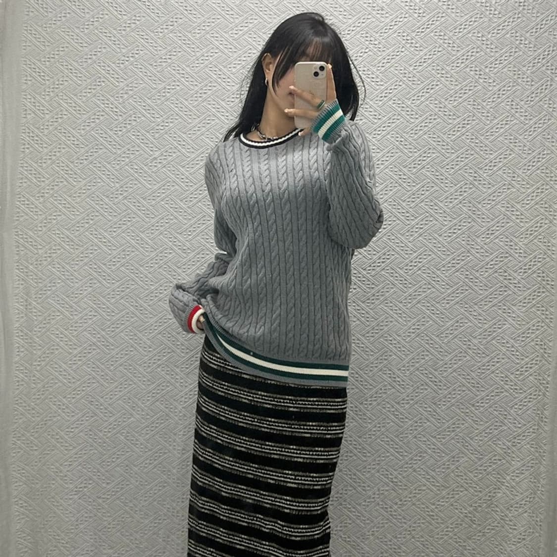 타미힐피거 캐쥬얼 배색 꽈배기 케이블 울 니트 95 C06408 상품이미지1