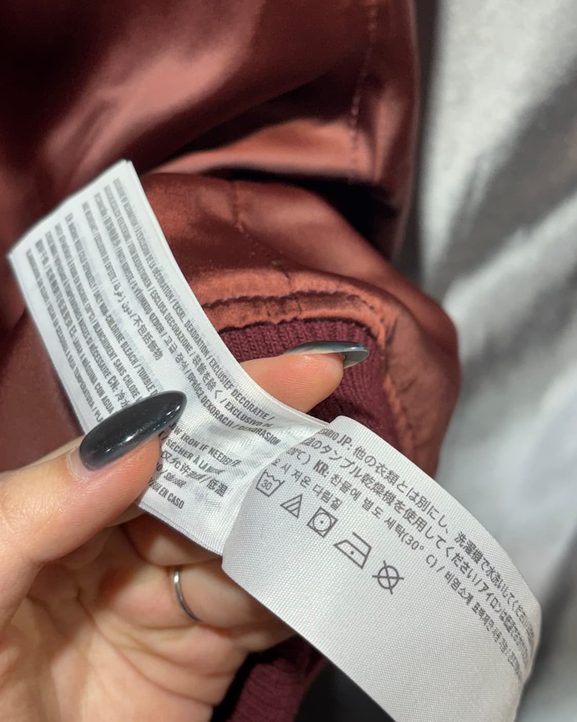 L 아베크롬비 버건디 글로시 나일론 자켓 상품이미지6