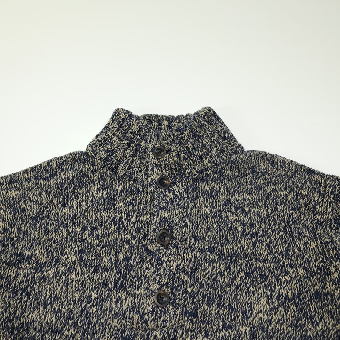 CN996 L 폴로 랄프로렌 네이비 멜란지 하프버튼 긴팔 니트 스웨터 상품이미지2