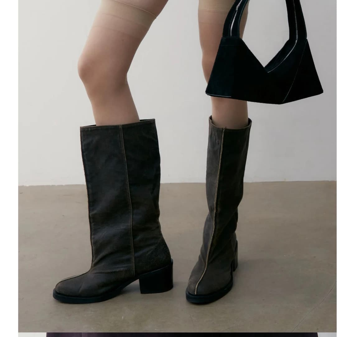 로우클래식 wild boots black 와이드 롱 부츠 상품이미지1