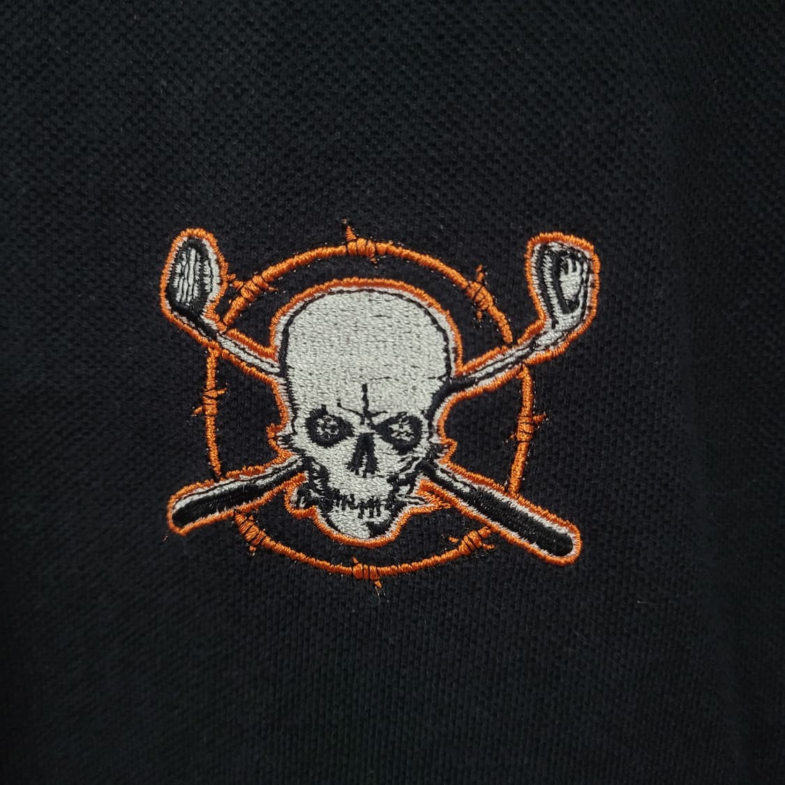 natural born golfers 빈티지 독일 스컬 자수로 골프 셔츠 상품이미지3