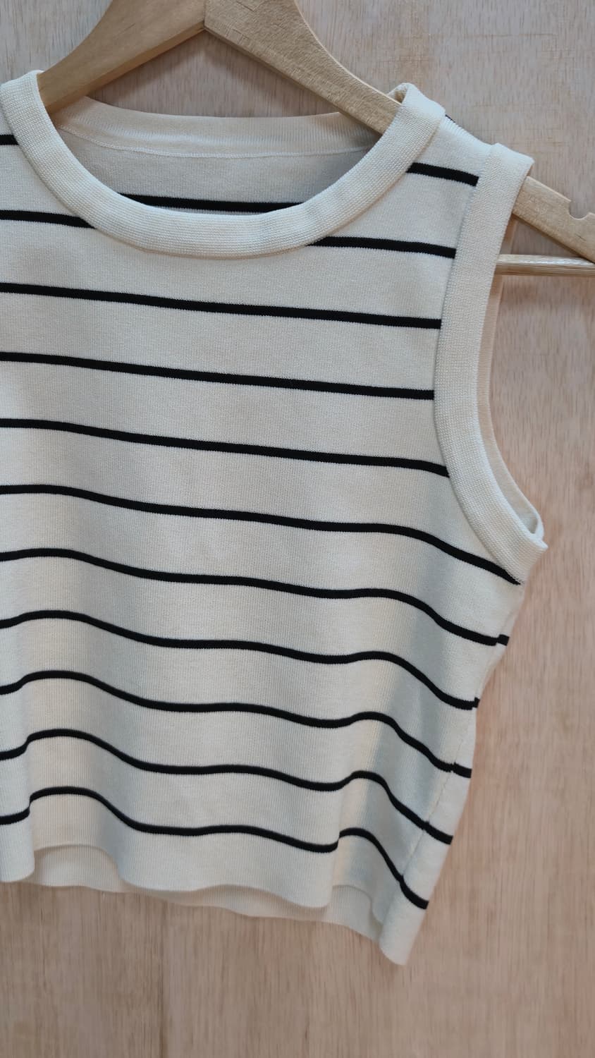 스트라이프 슬리브리스 니트 나시  상품이미지3
