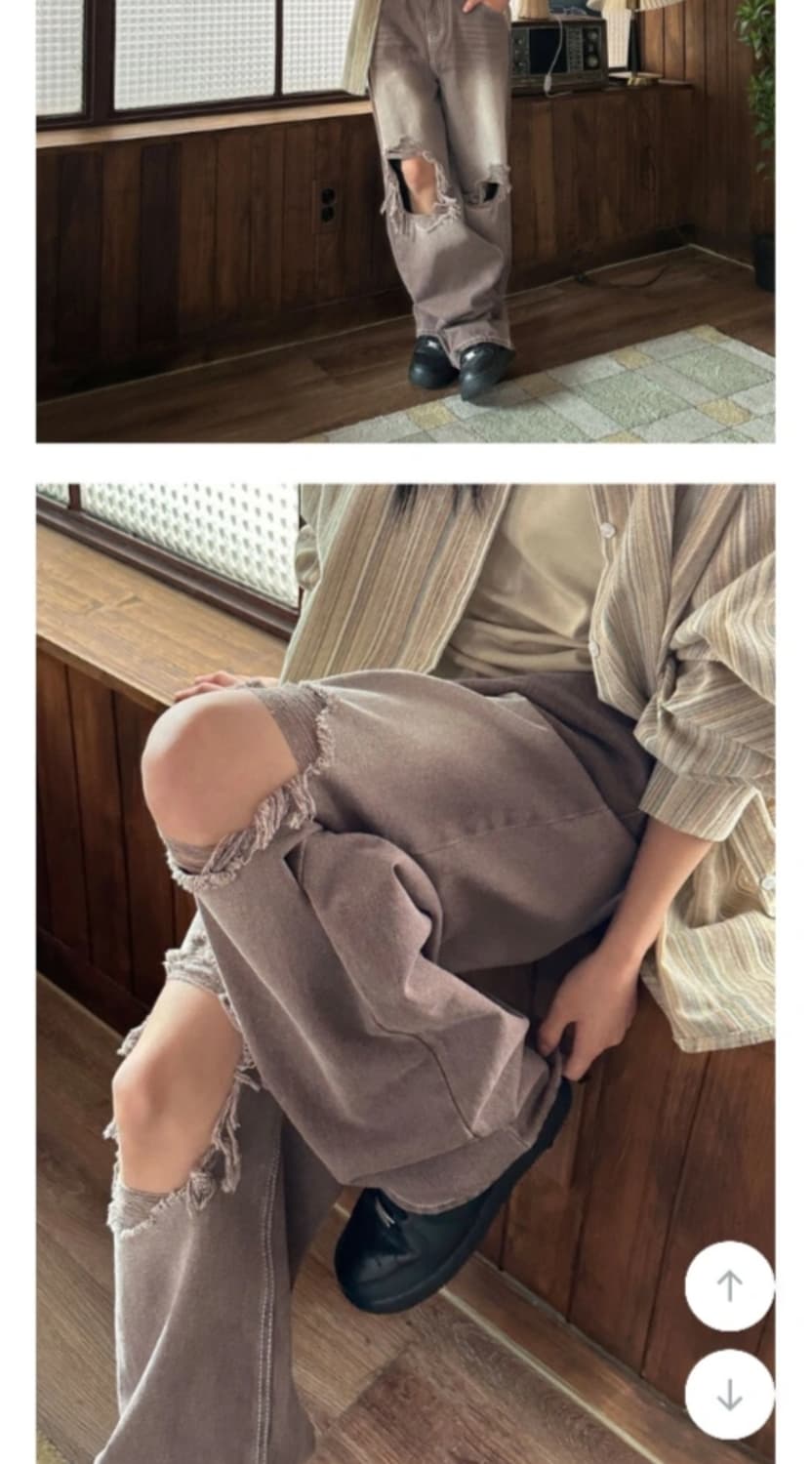 데일리쥬 서큐어 비조 브라운 워싱 데님 팬츠 상품이미지2