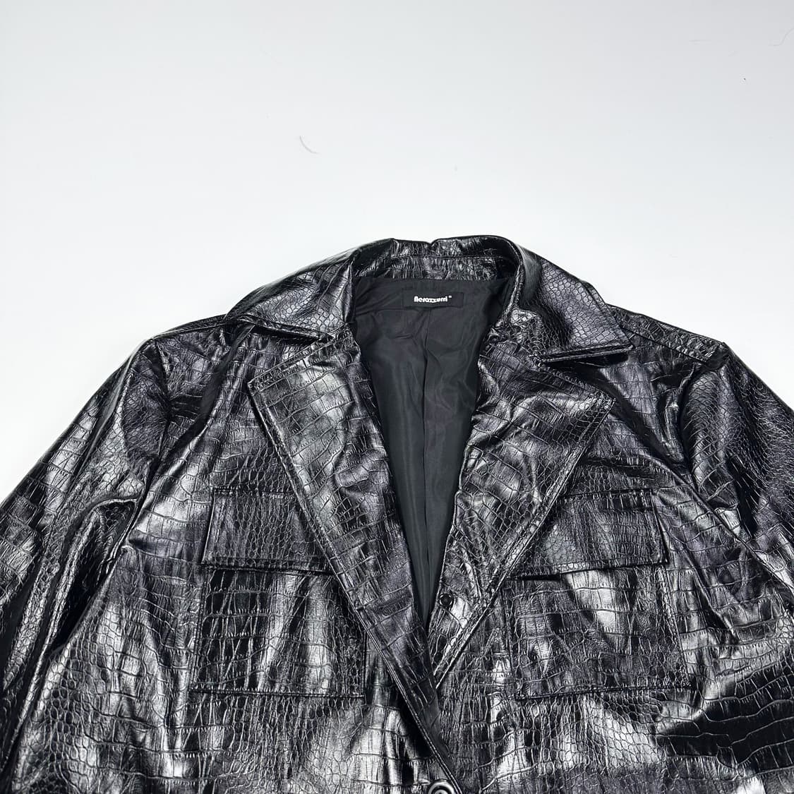 VTG 빈티지 레자 블랙 가죽 블레이저 자켓 (XXL) 상품이미지1