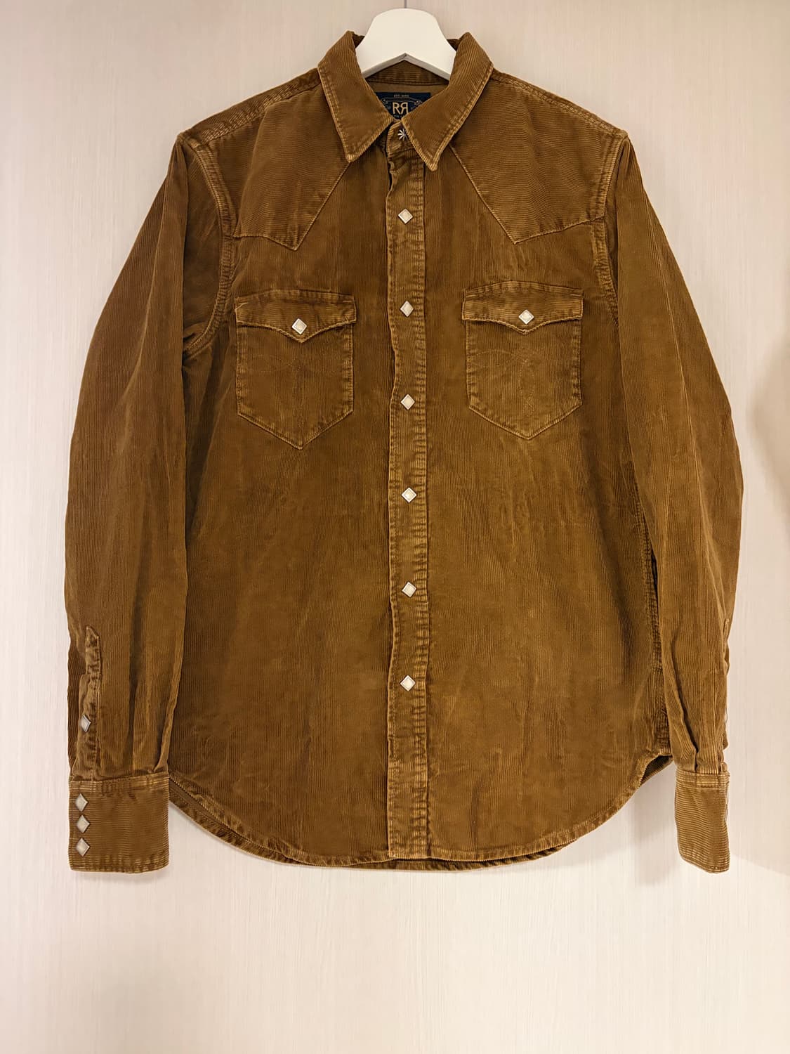 RRL 더블알엘 슬림 핏 코듀로이 웨스턴 셔츠 페이디드 탄 M 상품이미지1