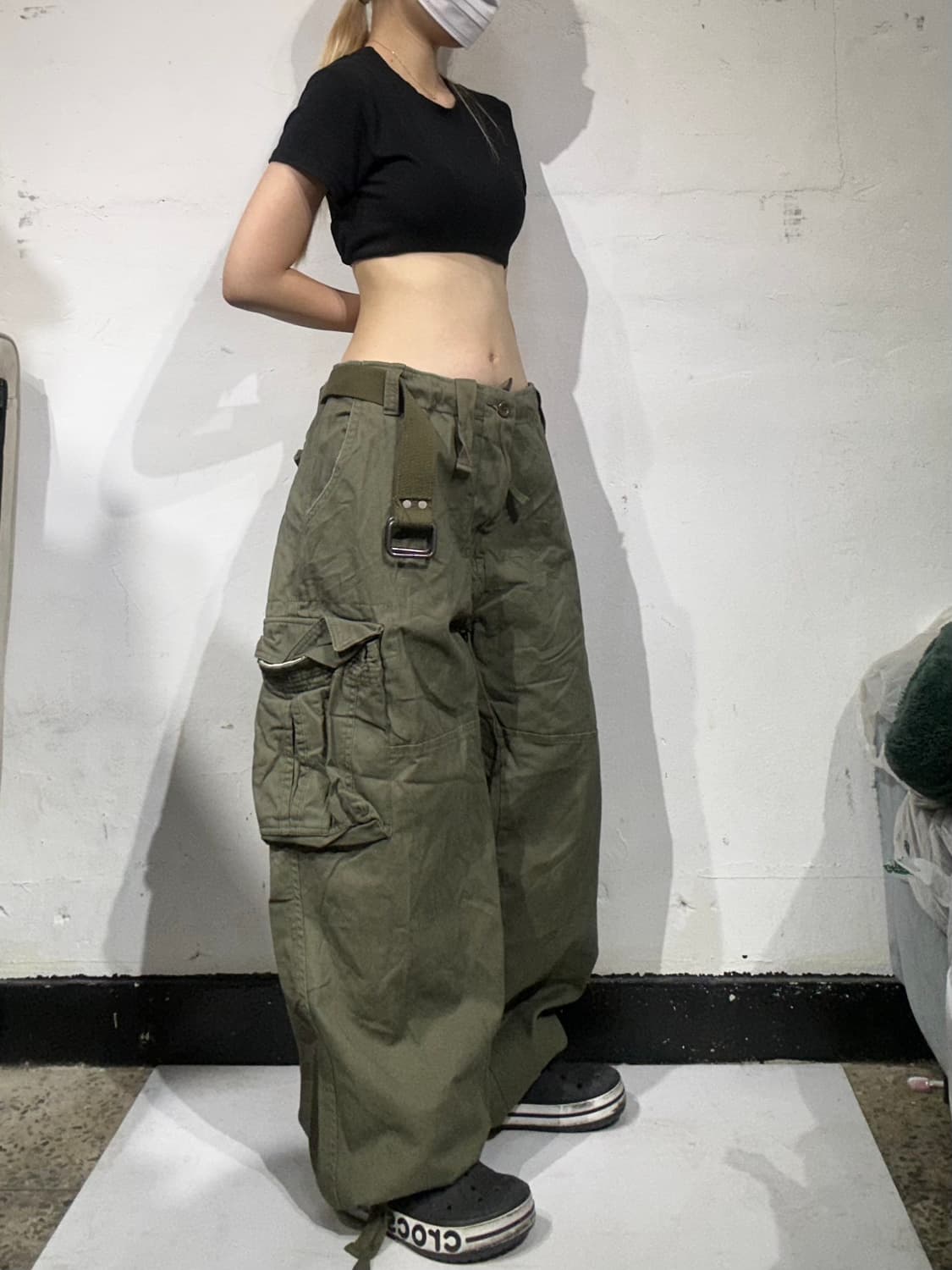 빈티지 Bigton 워싱 카키 대장급 와이드 카고 팬츠  상품이미지1