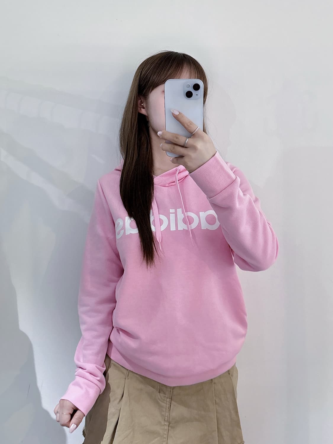 아디다스 스펠로고 베이비핑크 후드 상품이미지1