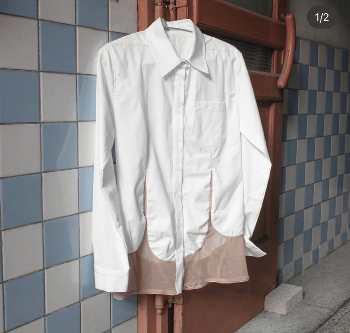 울리카상투스 mesh paneled shirt white 셔츠 상품이미지1