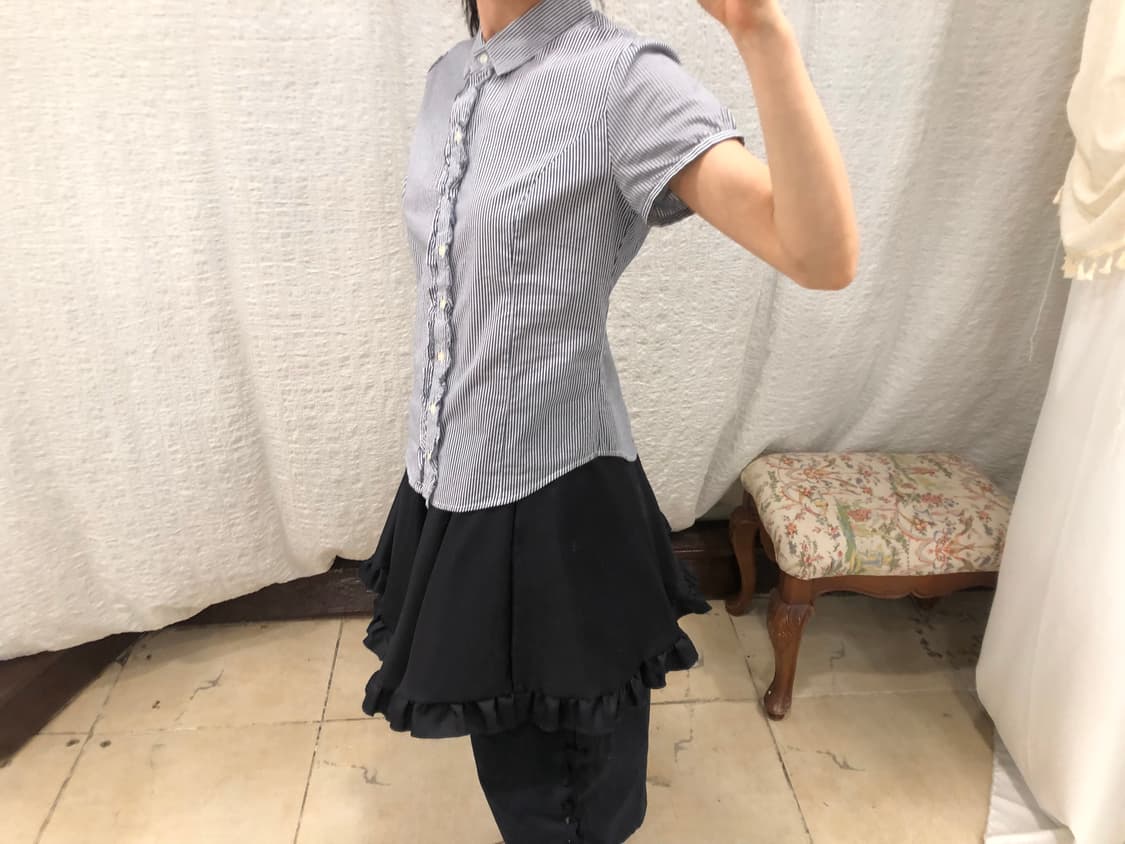 frill navy stripe blouse 상품이미지3