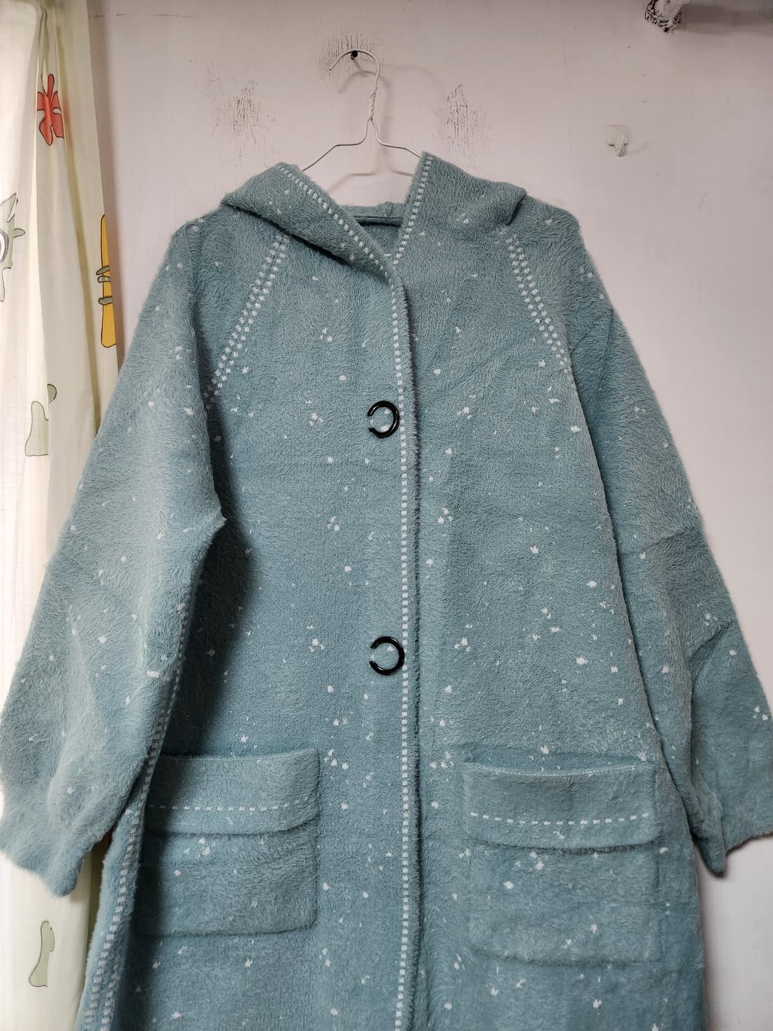 빅사이즈 민트색 후드 롱 가디건 코트 F(88~99) 상품이미지4