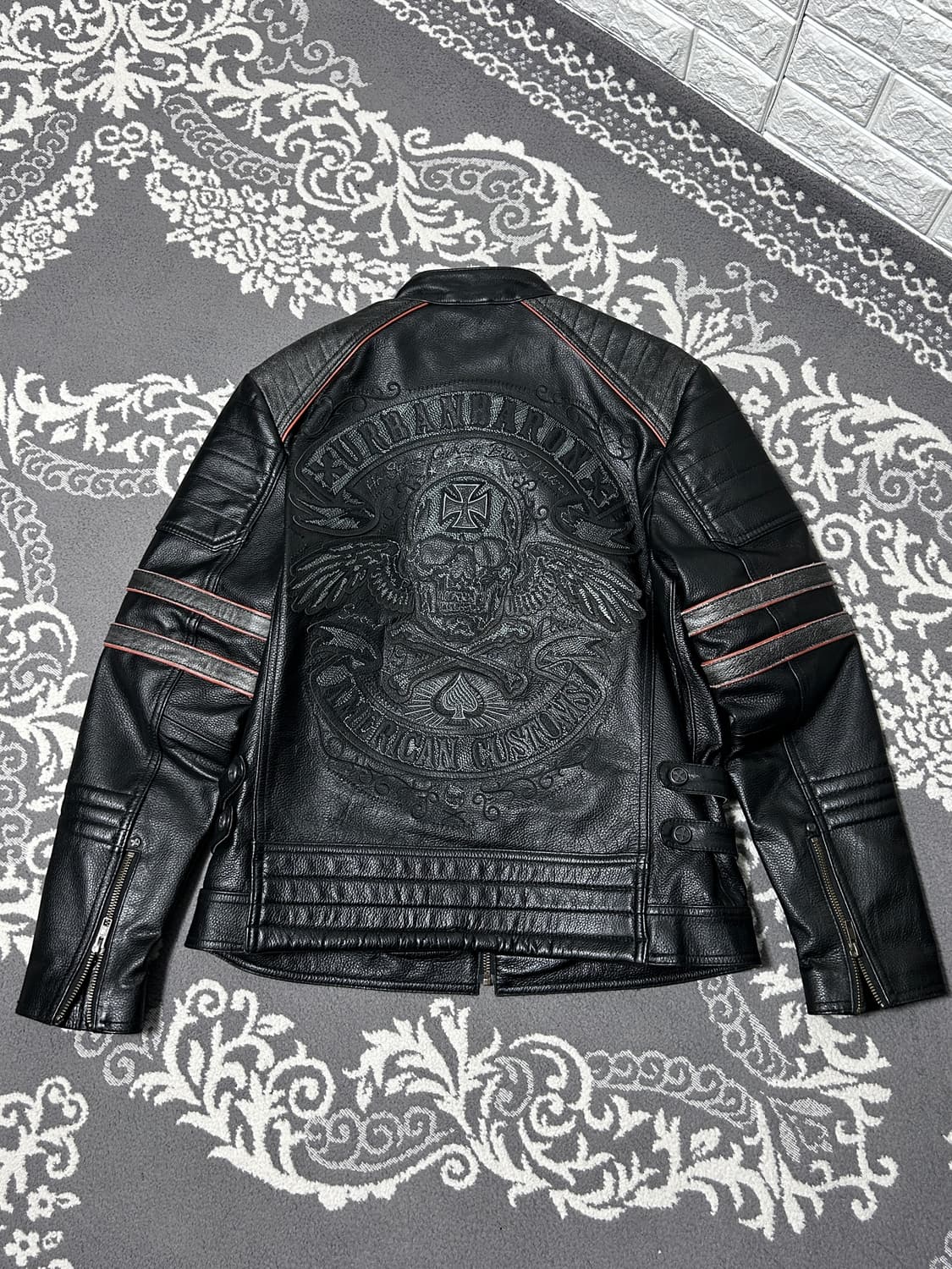 VIIBOY 스컬 패치 카우 레더 자켓 상품이미지8