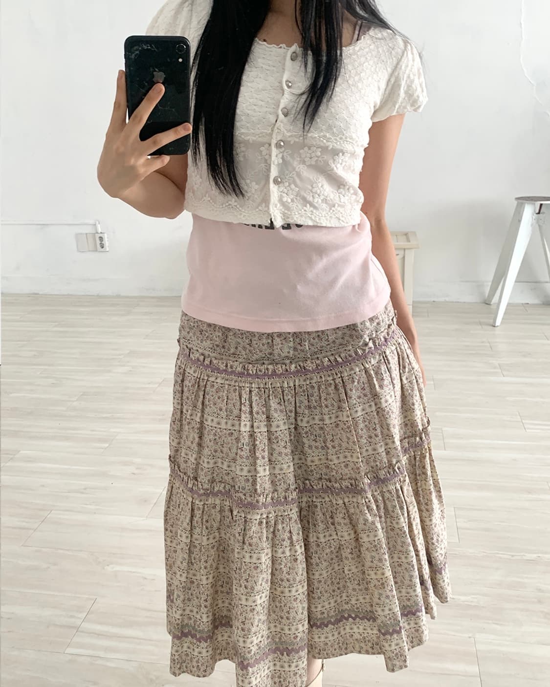 Floral Tiered Midi Skirt 상품이미지5