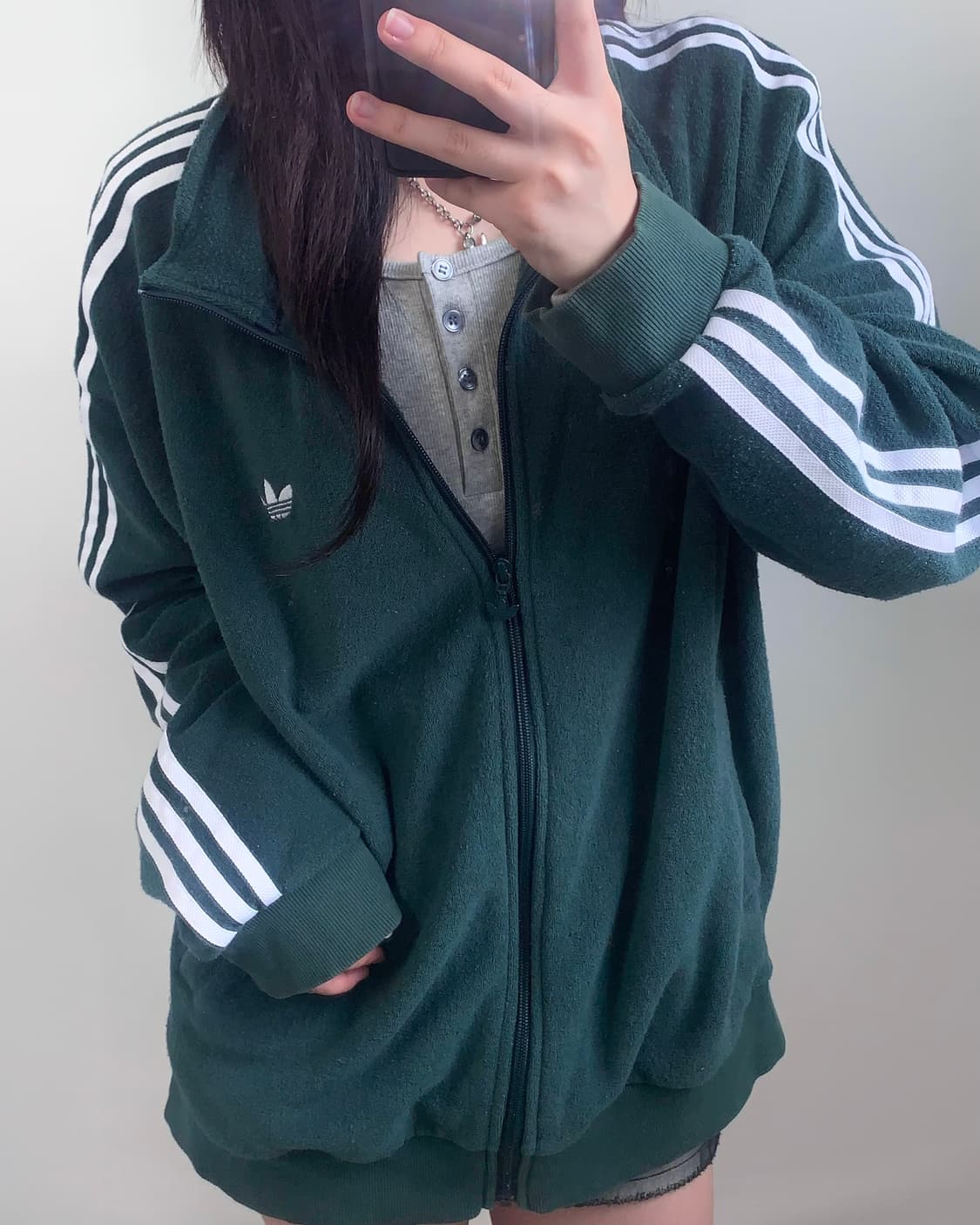 Adidas 아디다스 딥그린 테리코튼 부클 트랙탑 상품이미지1