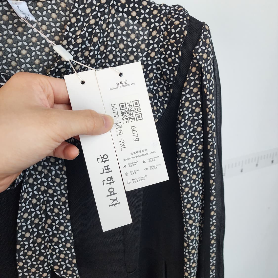 쉬폰 배색 리본레이어드 블랙 원피스 상품이미지5