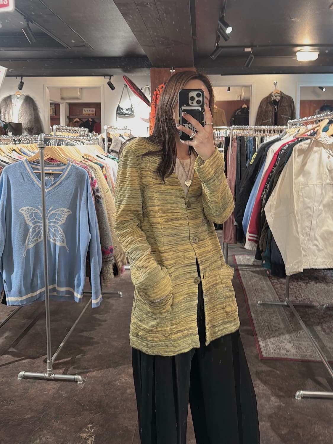 미쏘니 빈티지 패턴 스트라이프 비스코스 니트 가디건 48 상품이미지7