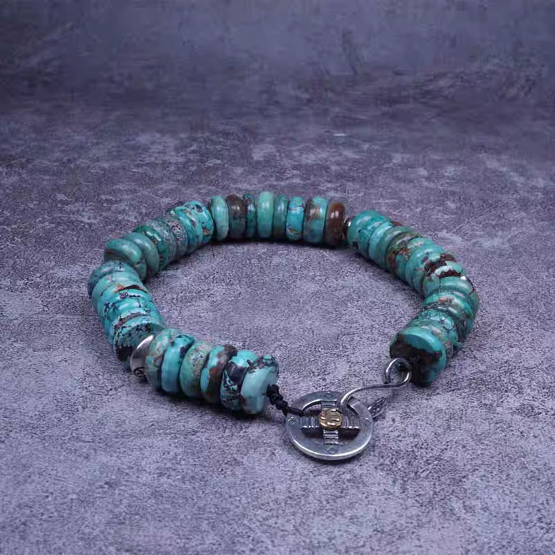 Oceanora 오리지널 인디언 스타일 실버 비드 천연 터키석 팔찌 상품이미지4