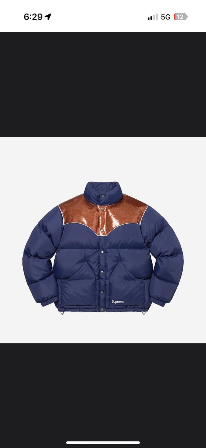 슈프림패딩 글리터 요크 다운 퍼퍼 자켓 네이비 - 22FW 상품이미지1