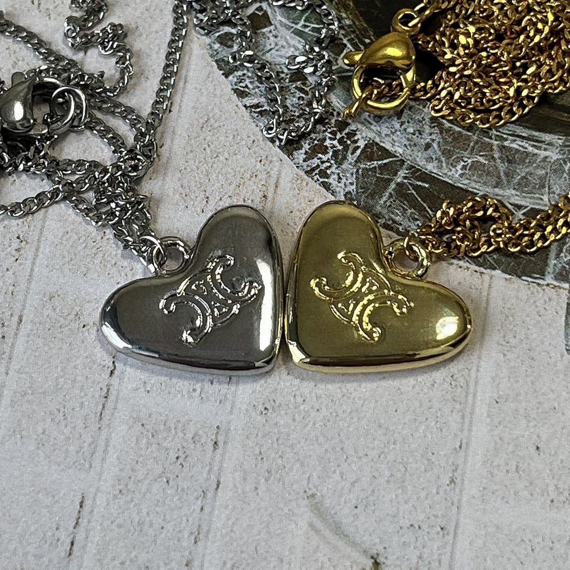 2Color 셀린느 클래식 하트 로고 목걸이 (골드 / 실버) 상품이미지5