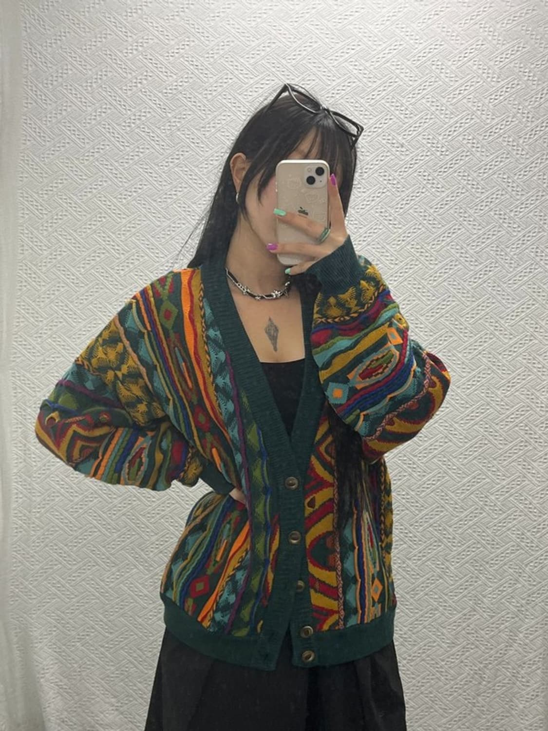 게오쿠 보헤미안 에스닉 패턴 메리노울 니트 가디건 S C06803 상품이미지2