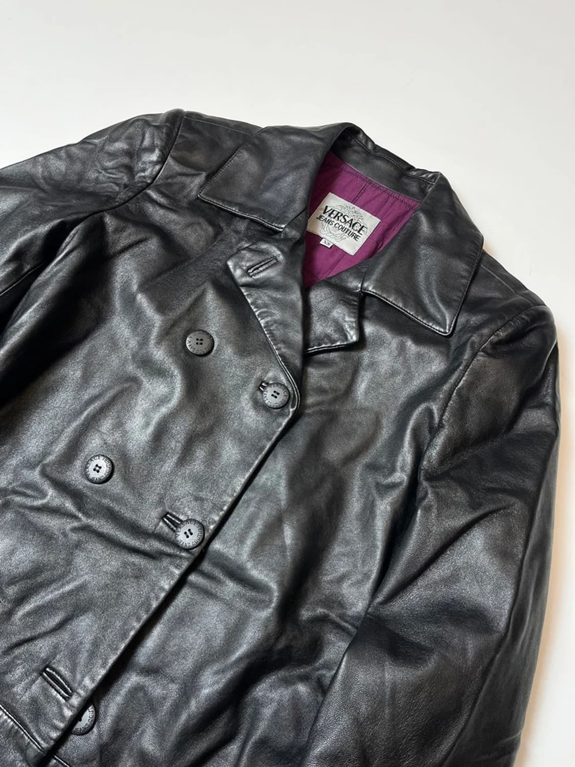 베르사체 90's 더블 브레스티드 소가죽 롱 코트 PN8766 상품이미지2