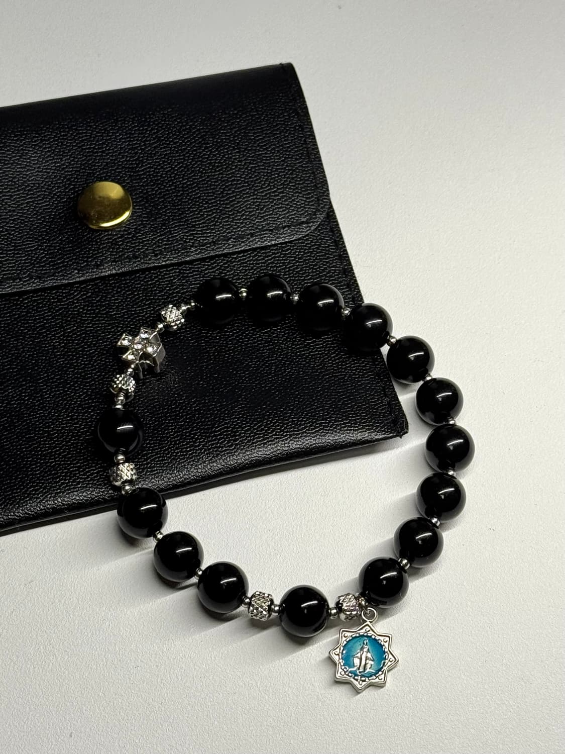 (핸드메이드) 천연석 오닉스 아더 포인트 묵주 팔찌 상품이미지4