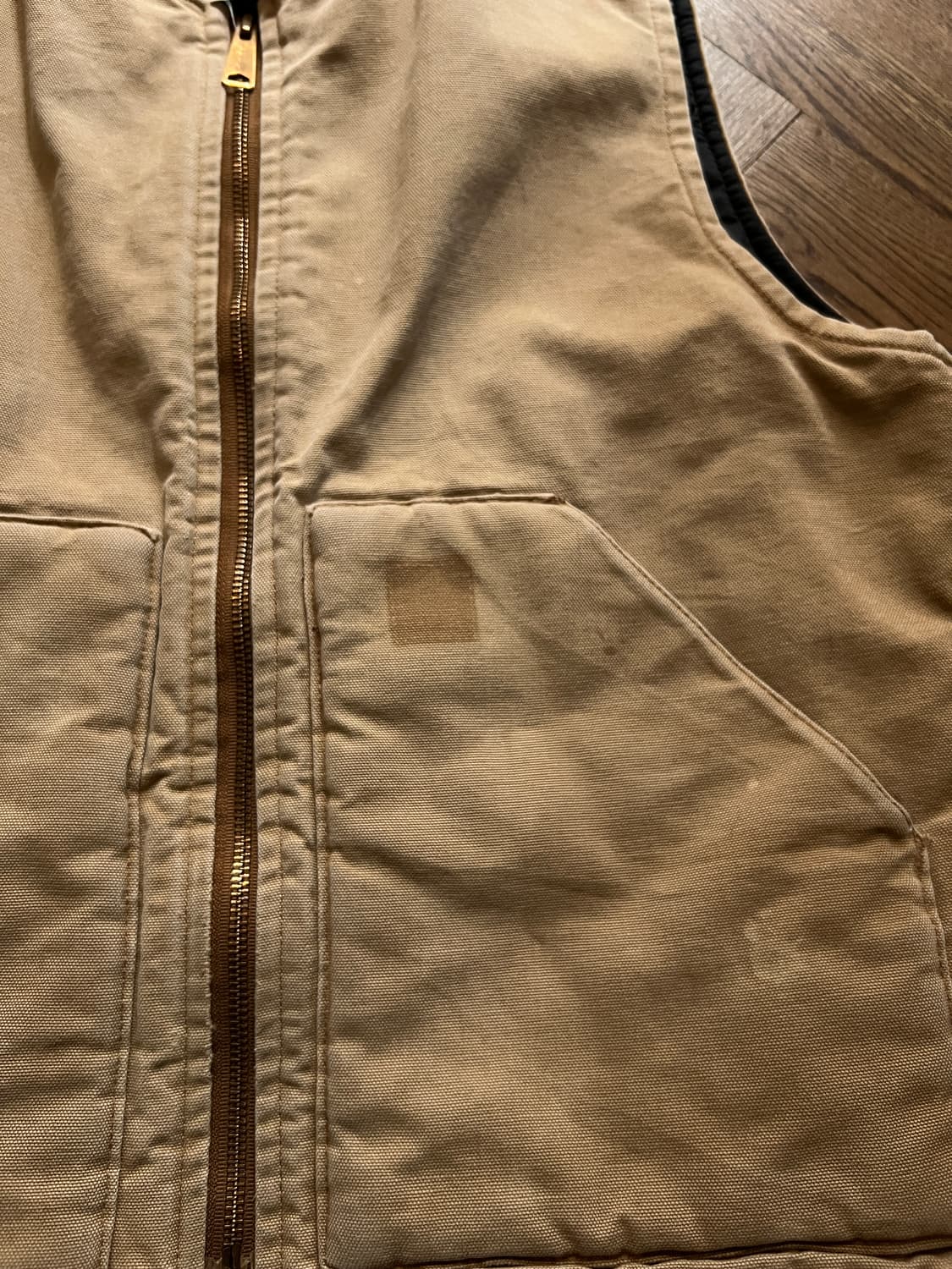 [M]칼하트 USA 빈티지 페이딩 브라운 워크 베스트 상품이미지4