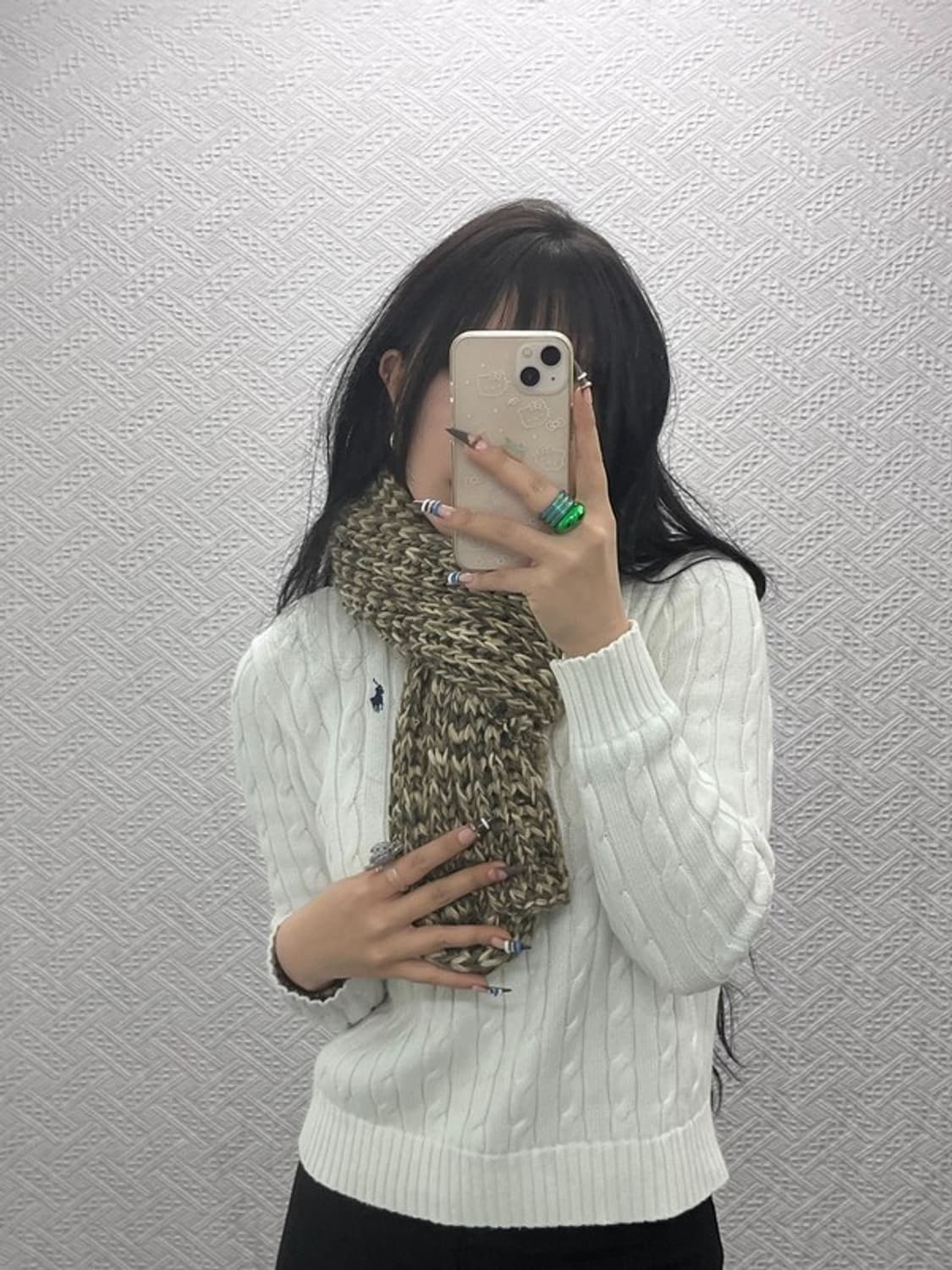 빈티지 폭닥 뜨개 니트 목도리 C07956 상품이미지2