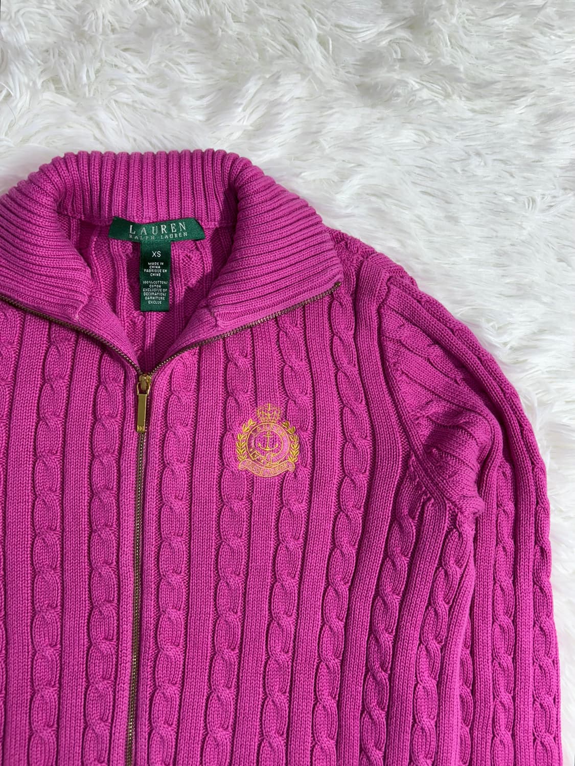 폴로 랄프로렌 딥핑크 꽈배기 니트집업  상품이미지5