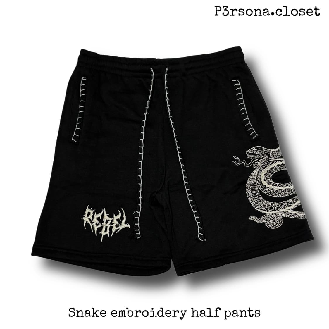 Snake embroidery half pants 상품이미지1