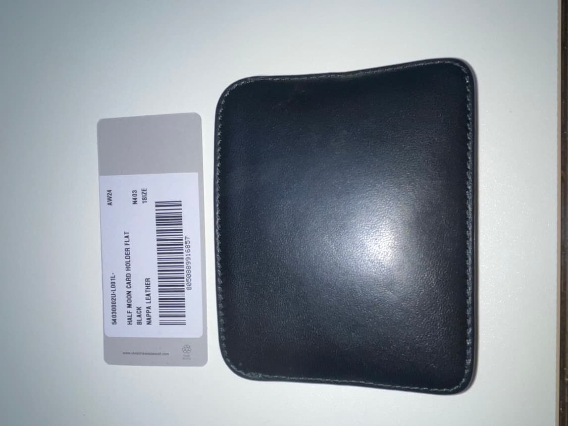 비비안웨스트우드 나파 레더 하프 문 카드 지갑 홀더 블랙 상품이미지5
