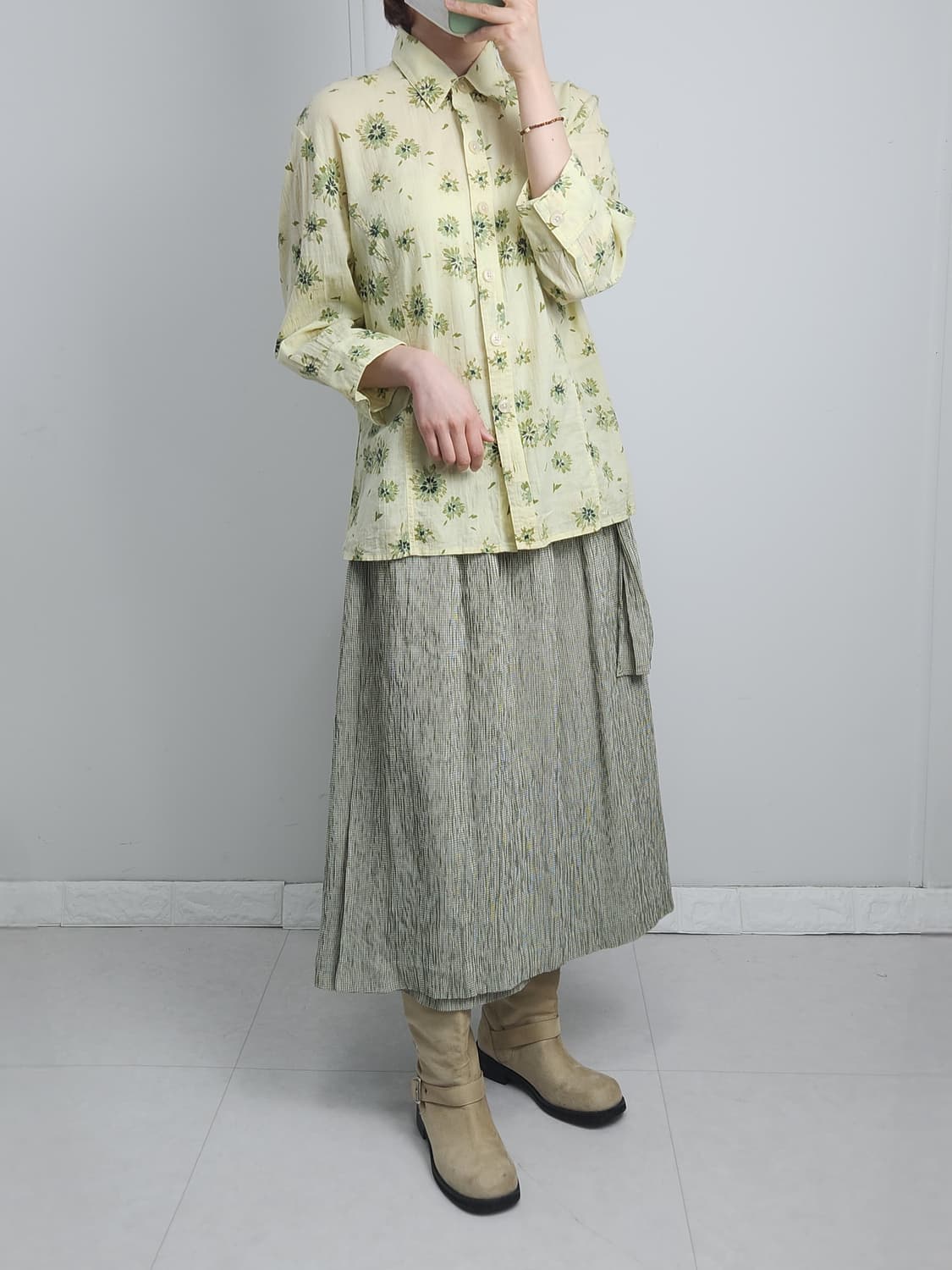 잔체크 랩 롱 스커트 상품이미지3