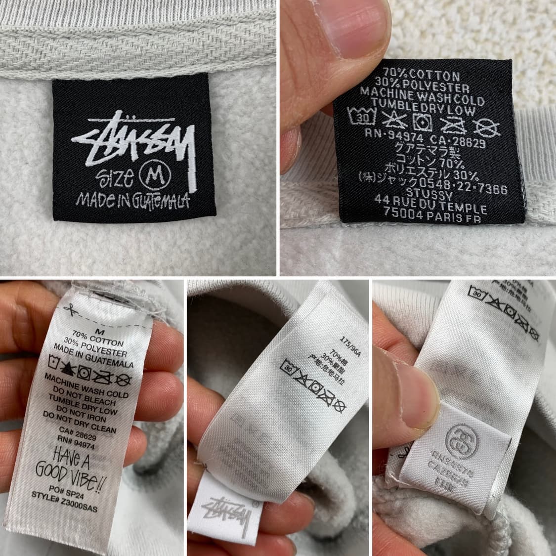 24SS 스투시 서프워크 크루넥 맨투맨 포그(Fog) 상품이미지7