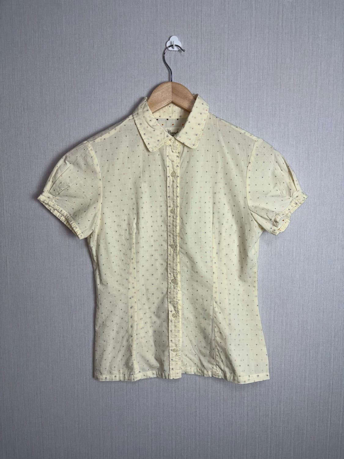 연노랑 도트 반소매 블라우스 상품이미지6