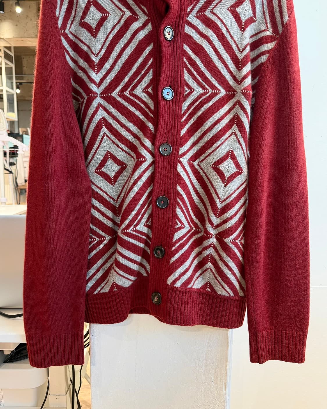 에르메스 레드 울 패턴 가디건  상품이미지6