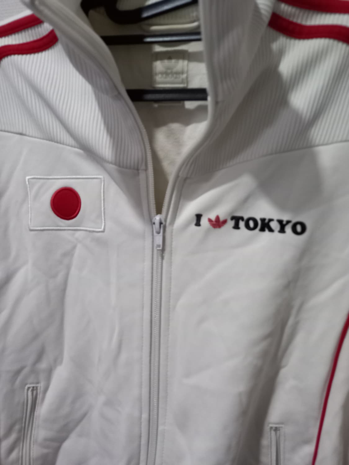 아디다스 희귀 도쿄 흰빨 화이트 트랙탑 저지 져지집업 95/M 상품이미지3