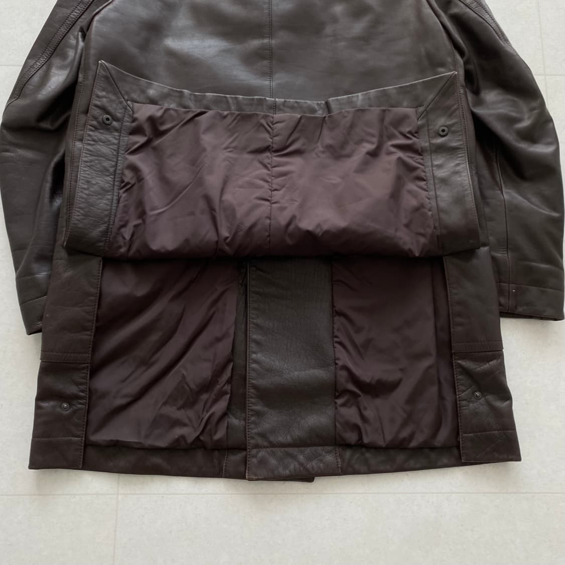 [50] 프라다 스탠카라 레더 카코트 브라운 상품이미지3