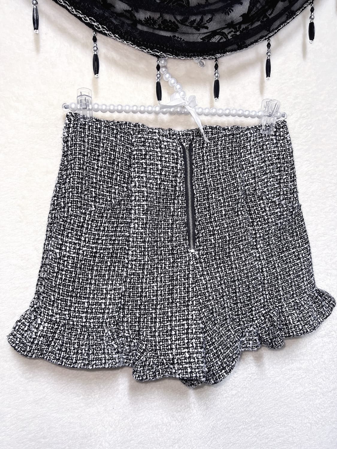 트위드 프릴 하이웨스트 반바지 숏팬츠 로맨틱갸루 로걀 오네 히메 양산형 상품이미지10