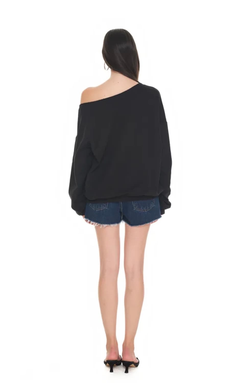 투머치택스 어시메트릭 원 숄더 스웨트셔츠 블랙 맨투맨 상품이미지5