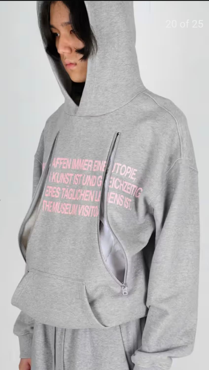 더뮤지엄비지터 컷아웃 후드티 그레이 M 상품이미지2