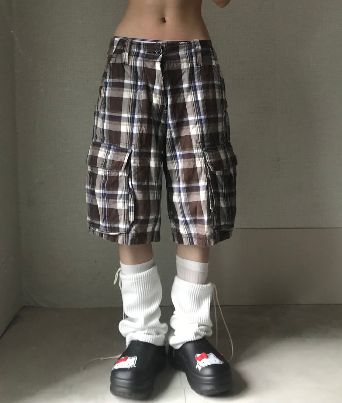 빈티지 브라운체크 버뮤다 상품이미지1