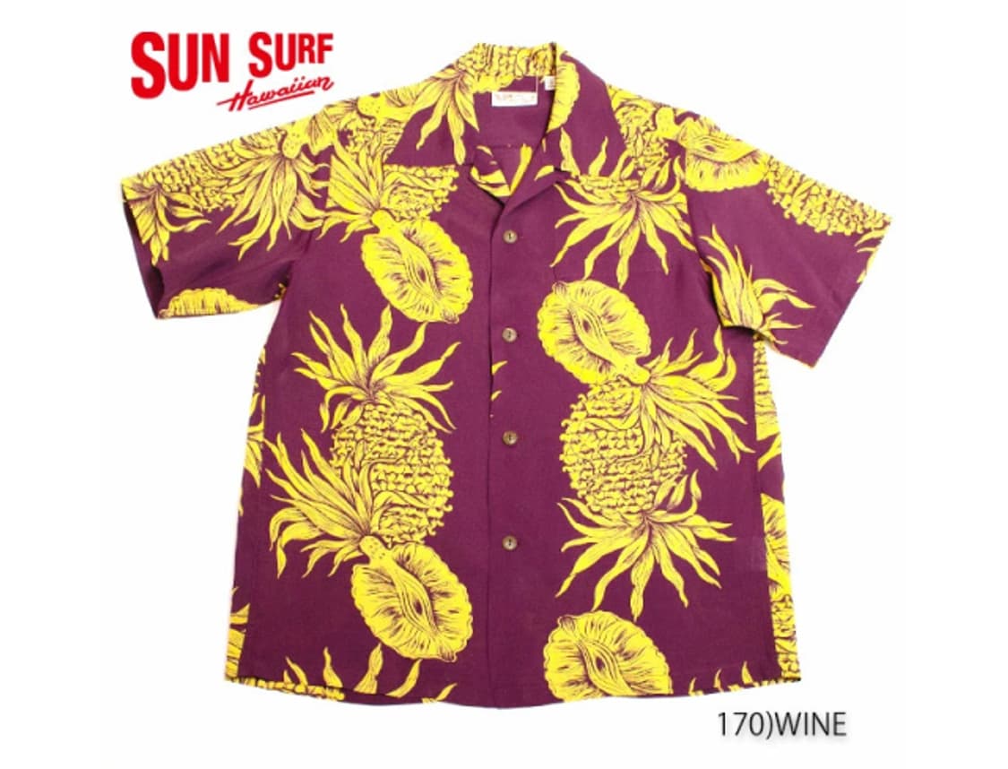 SUN SURF PINEAPPLE BORDER Rayon 알로하셔츠 상품이미지1