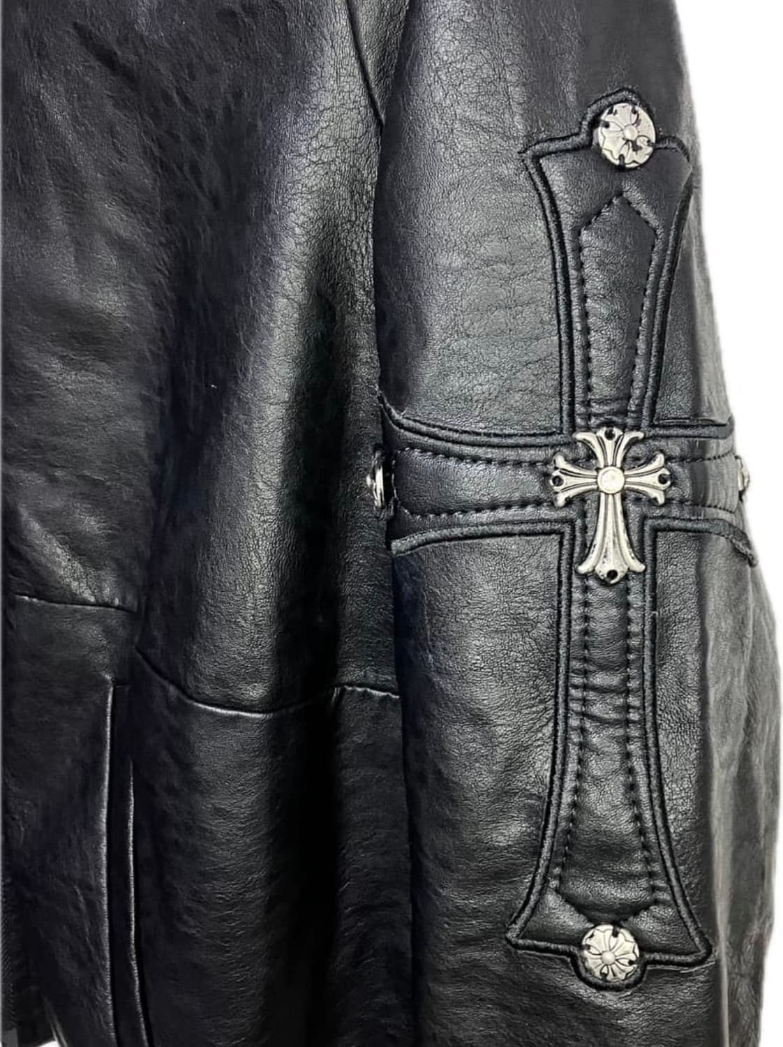 Cross detail leather hood jack 상품이미지5