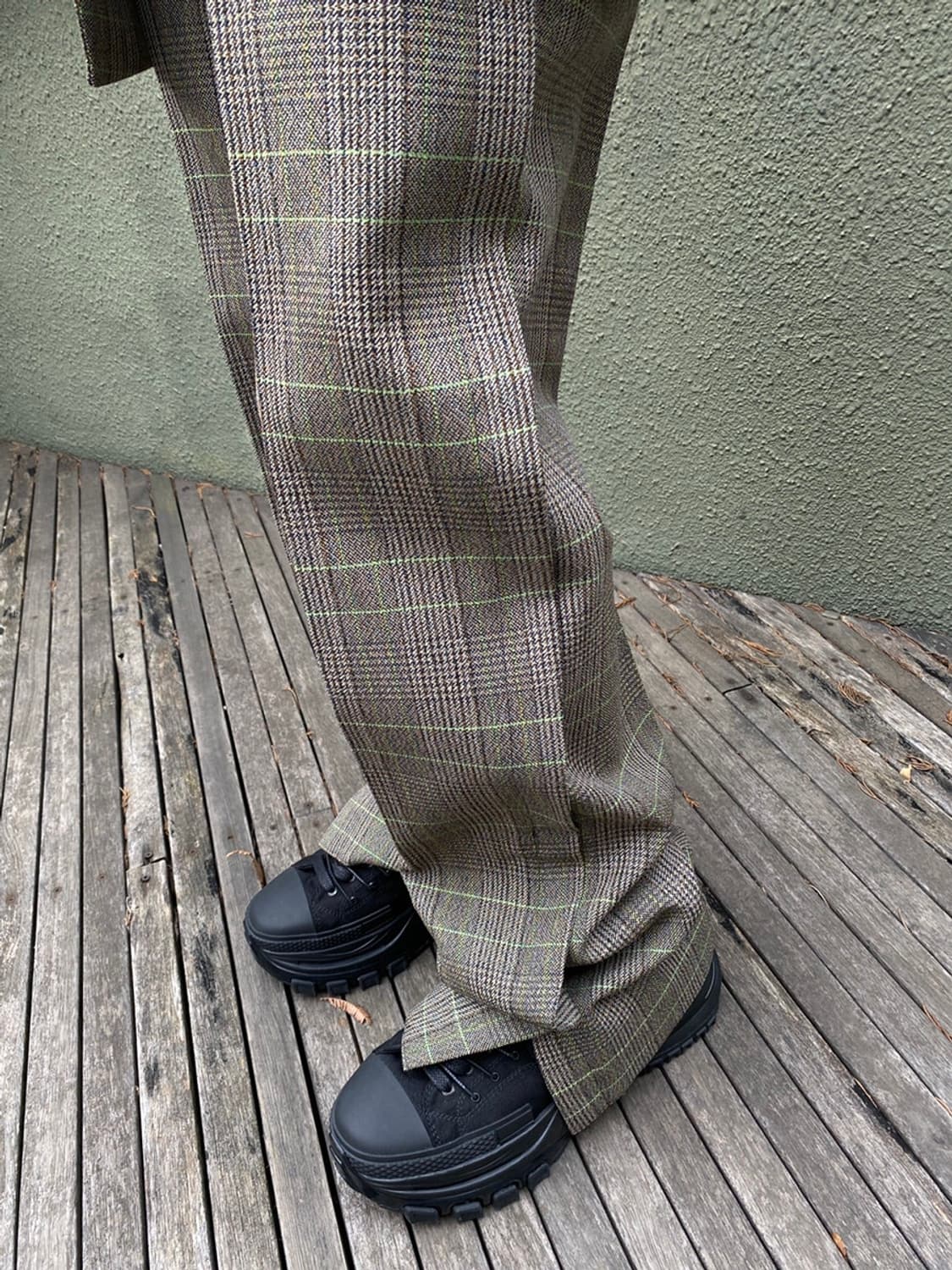 우영미 21SS 브라운 체크 셋업 팬츠 상품이미지4