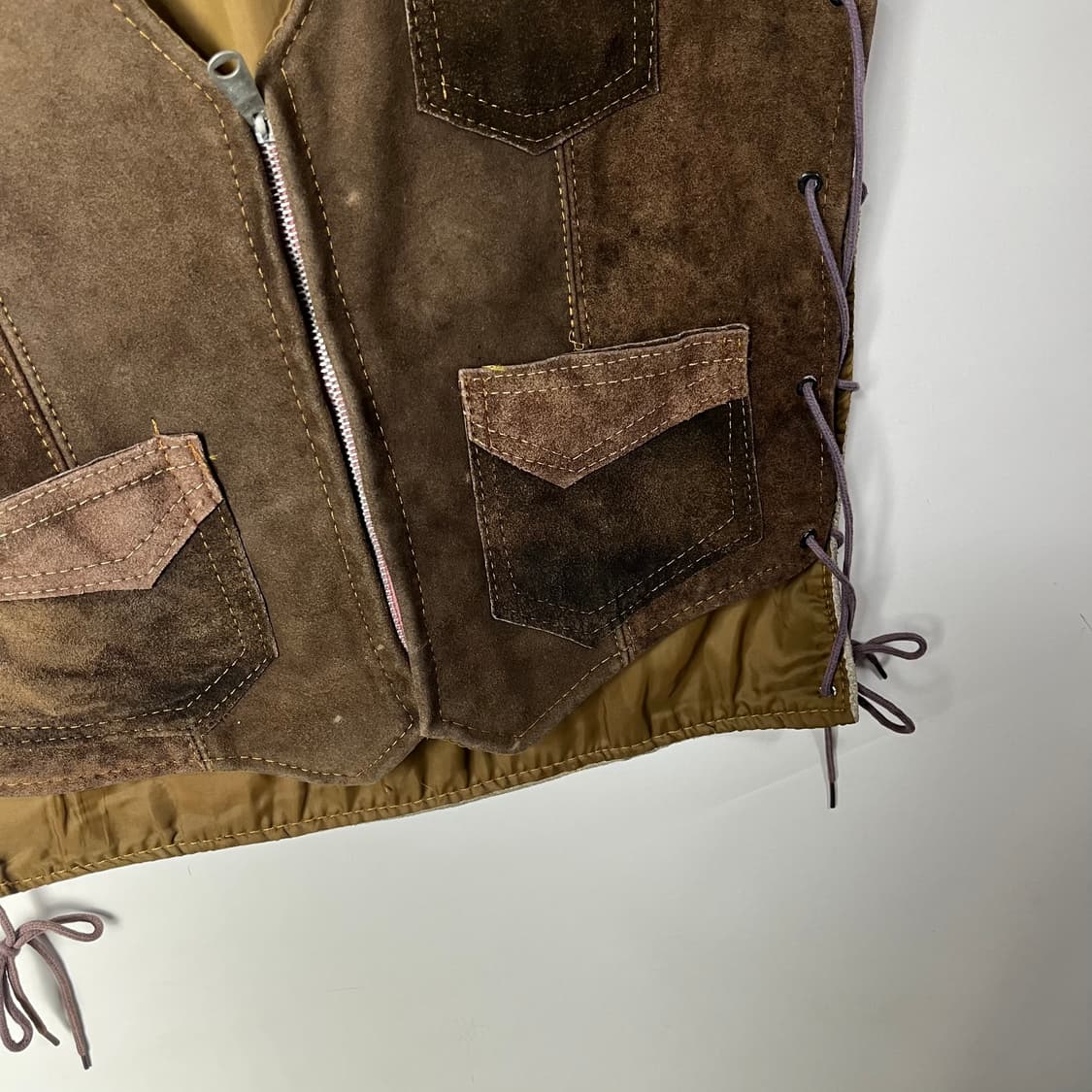 [JPN] 빈티지 패치워크 스웨이드 베스트 상품이미지4