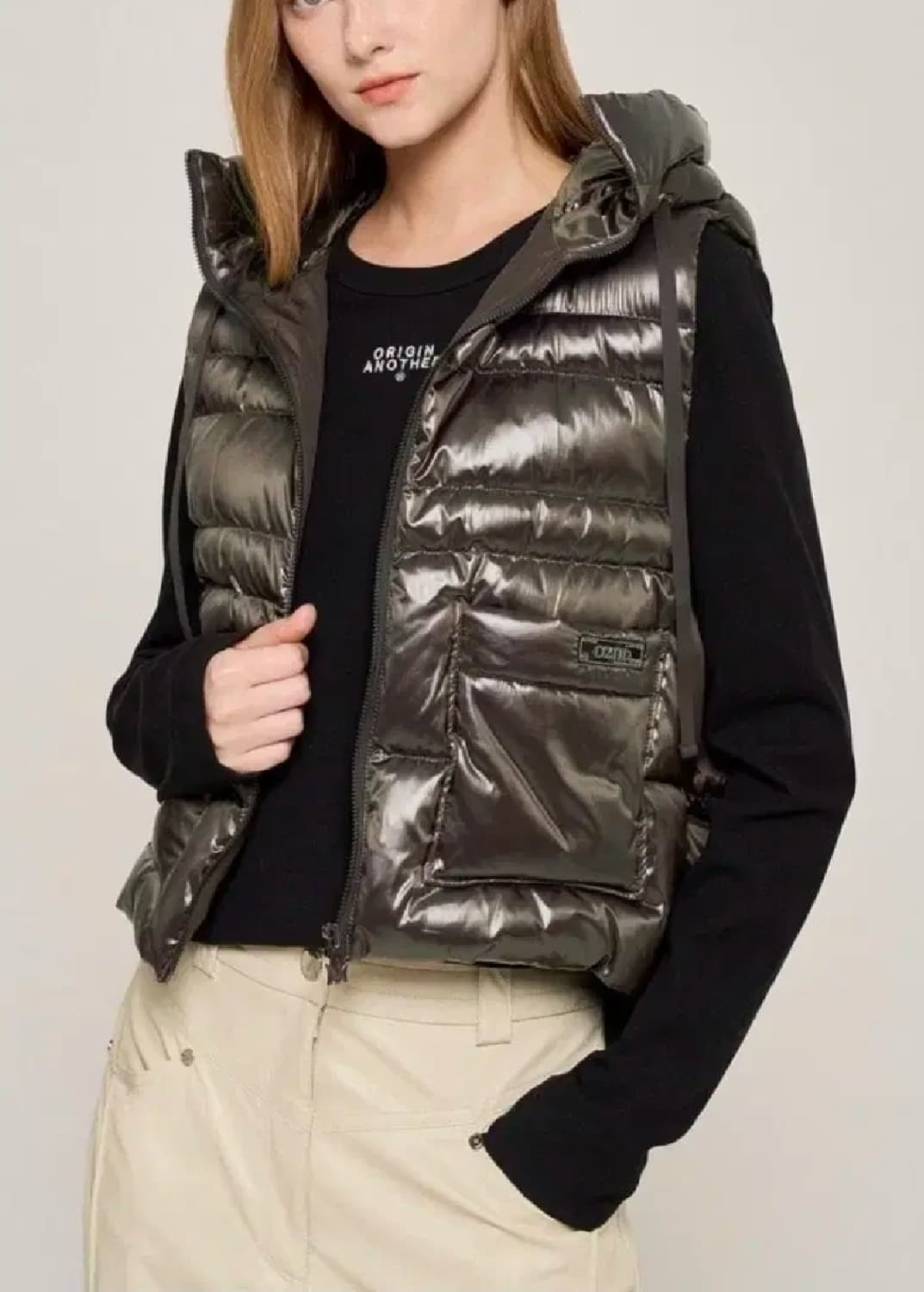 한섬 오즈세컨 2024 구스다운 후드  패딩 베스트 44~55 상품이미지1