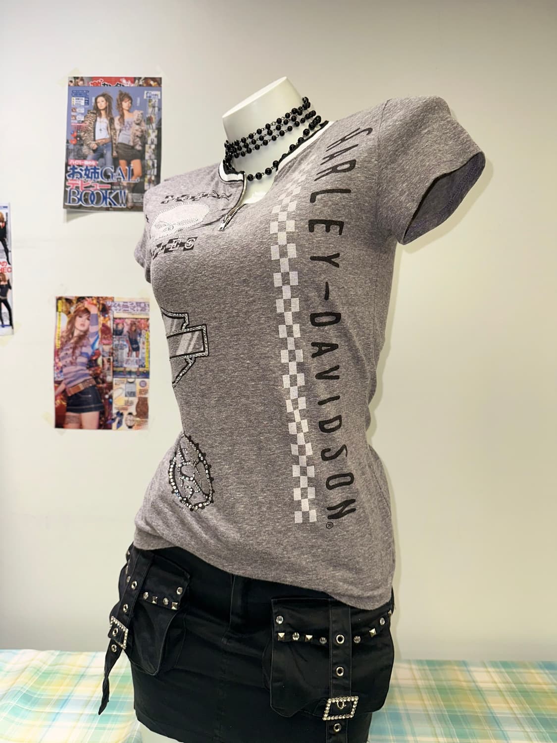 Cubic Detail Gray Slim T-shirt 상품이미지2