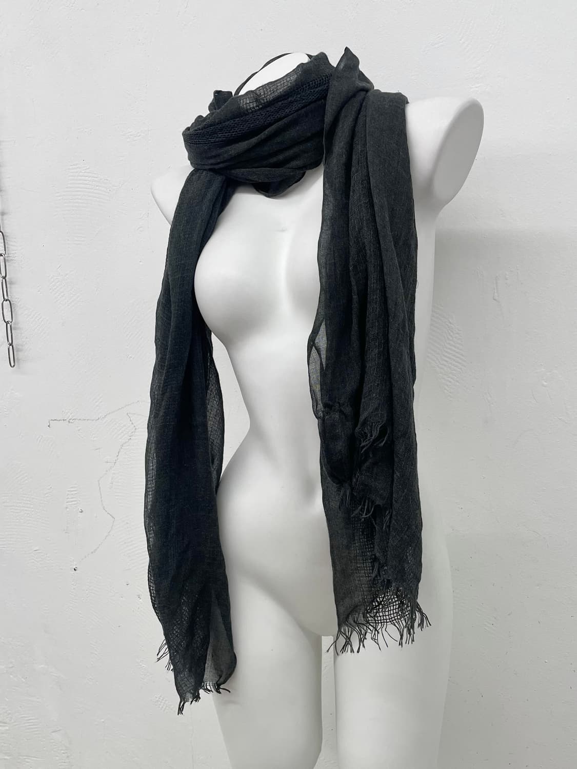 차콜 그런지 배색 머플러  상품이미지2