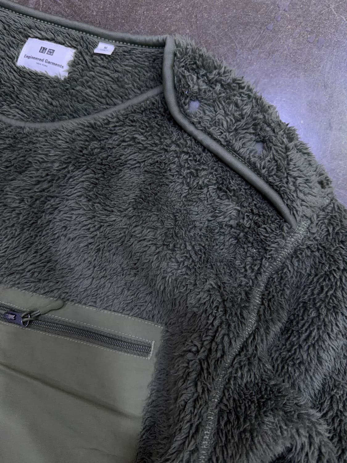 유니클로 엔지니어드가먼츠 후리스 플리스 풀오버 올리브 M 상품이미지4