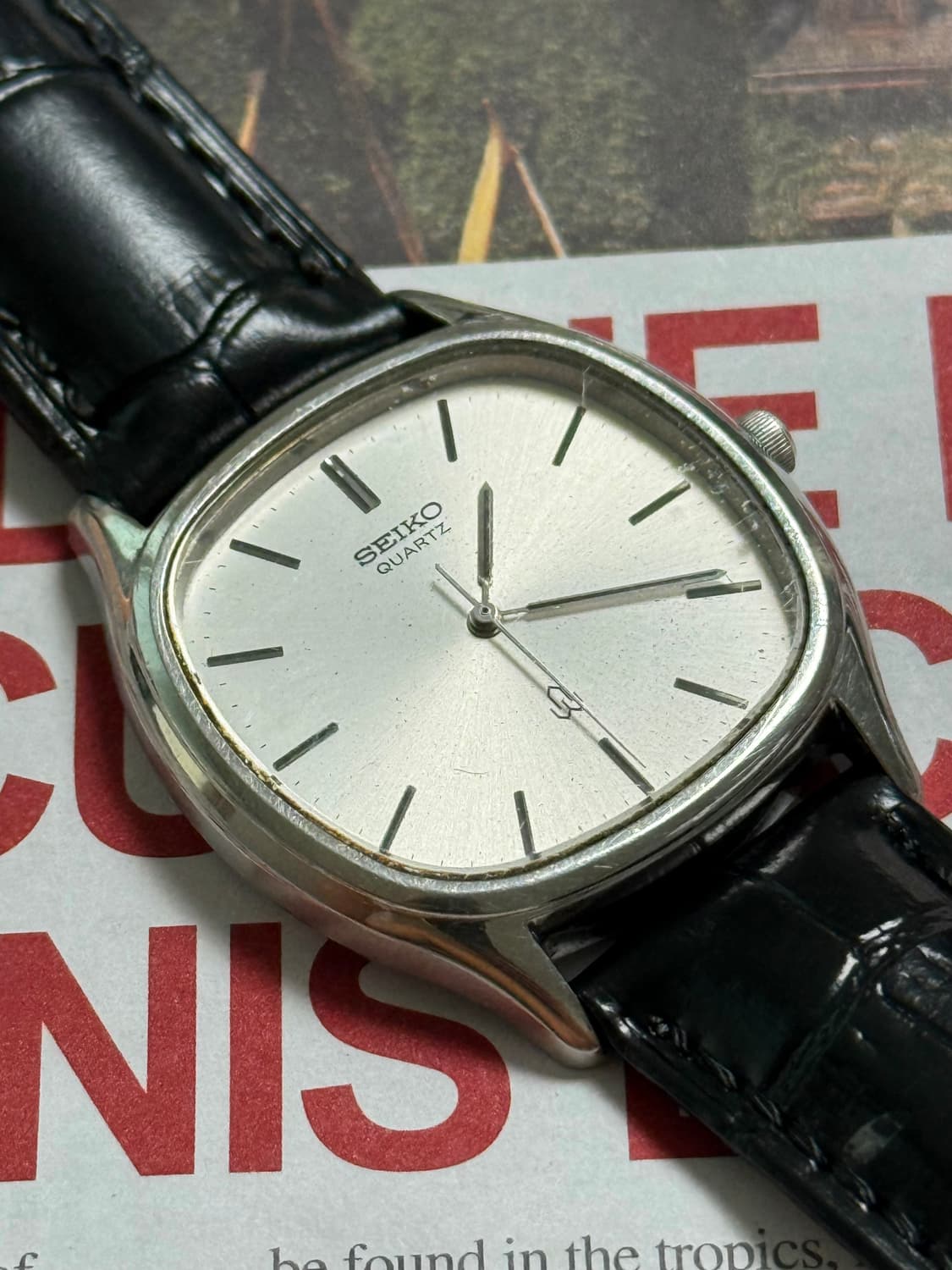Seiko 세이코 쿼츠 스퀘어 실버 썬 레이 1981 상품이미지4
